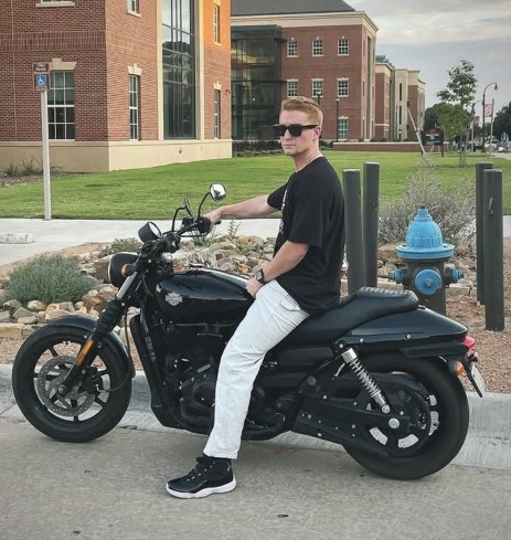 Mathew Minton on motorcycle